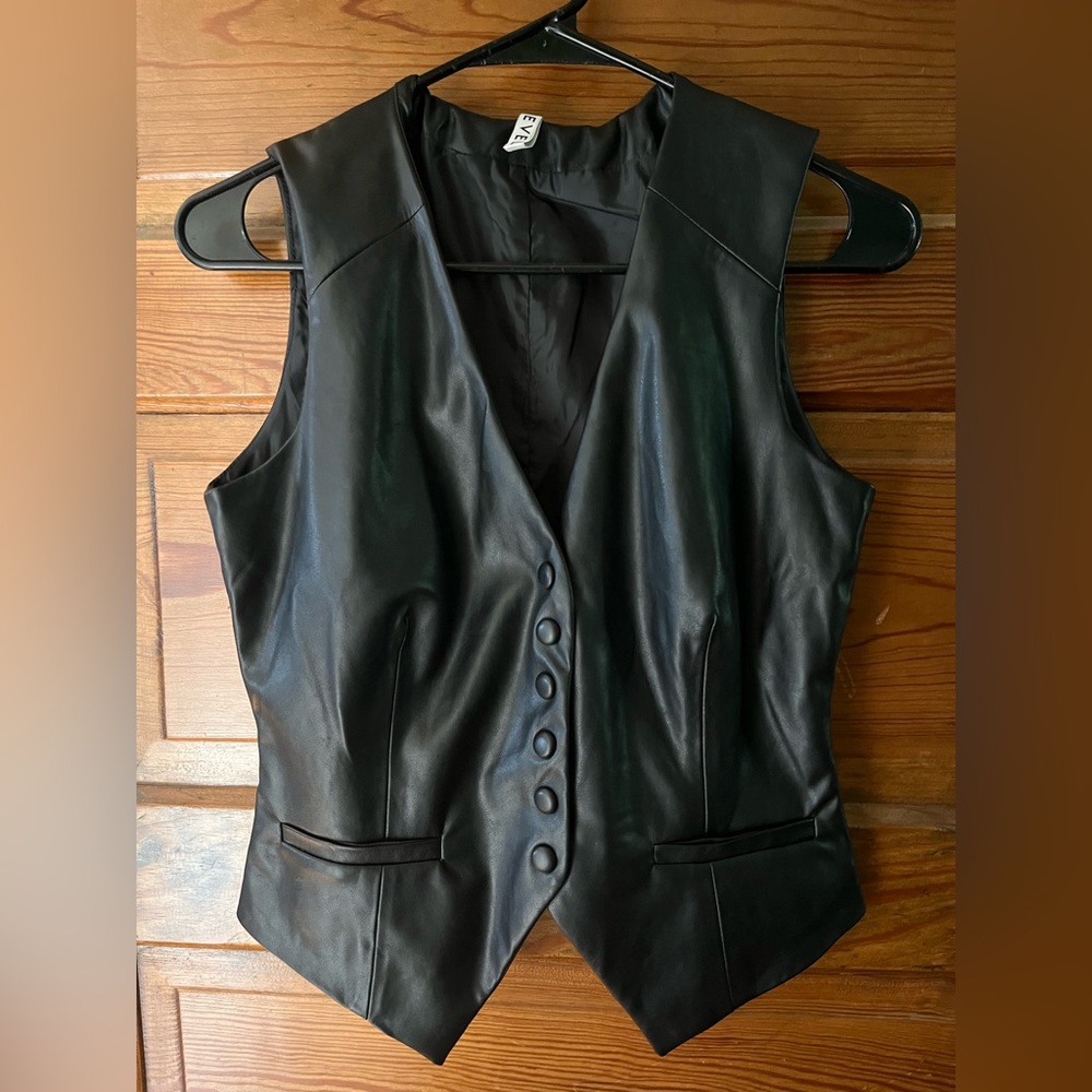 Faux leather vest